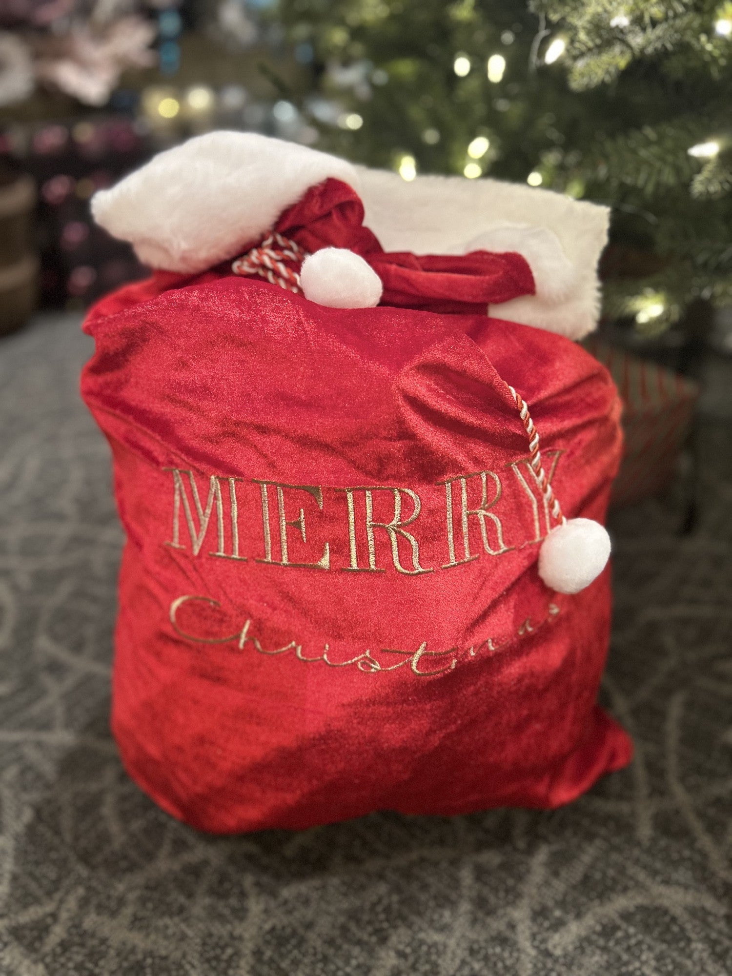 Merry Christmas Sack Fabric 57x97cm Red