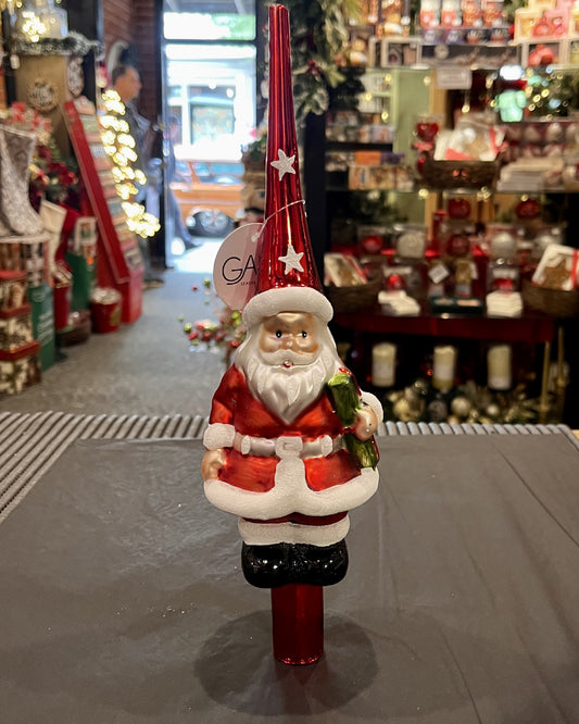 SANTA GLASS TREE TOPPER XX12458