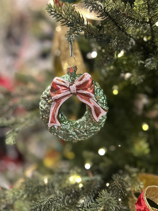 Wreath Ornament Hanger PS 9x4cm Red/Grn