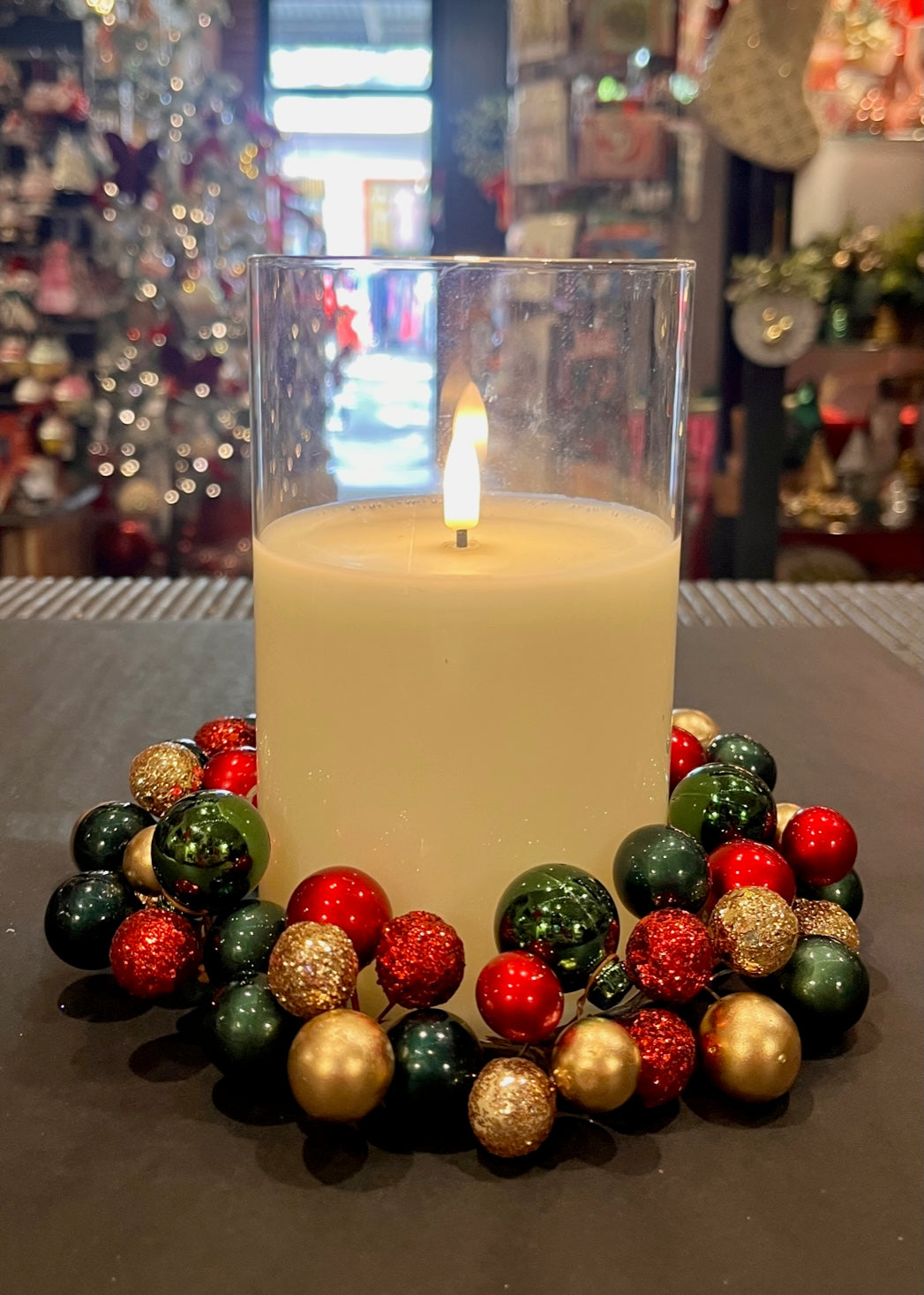 RED, GREEN & GOLD CANDLE RING XM0617