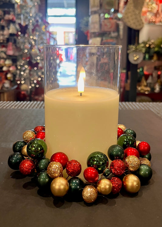 RED, GREEN & GOLD CANDLE RING XM0617