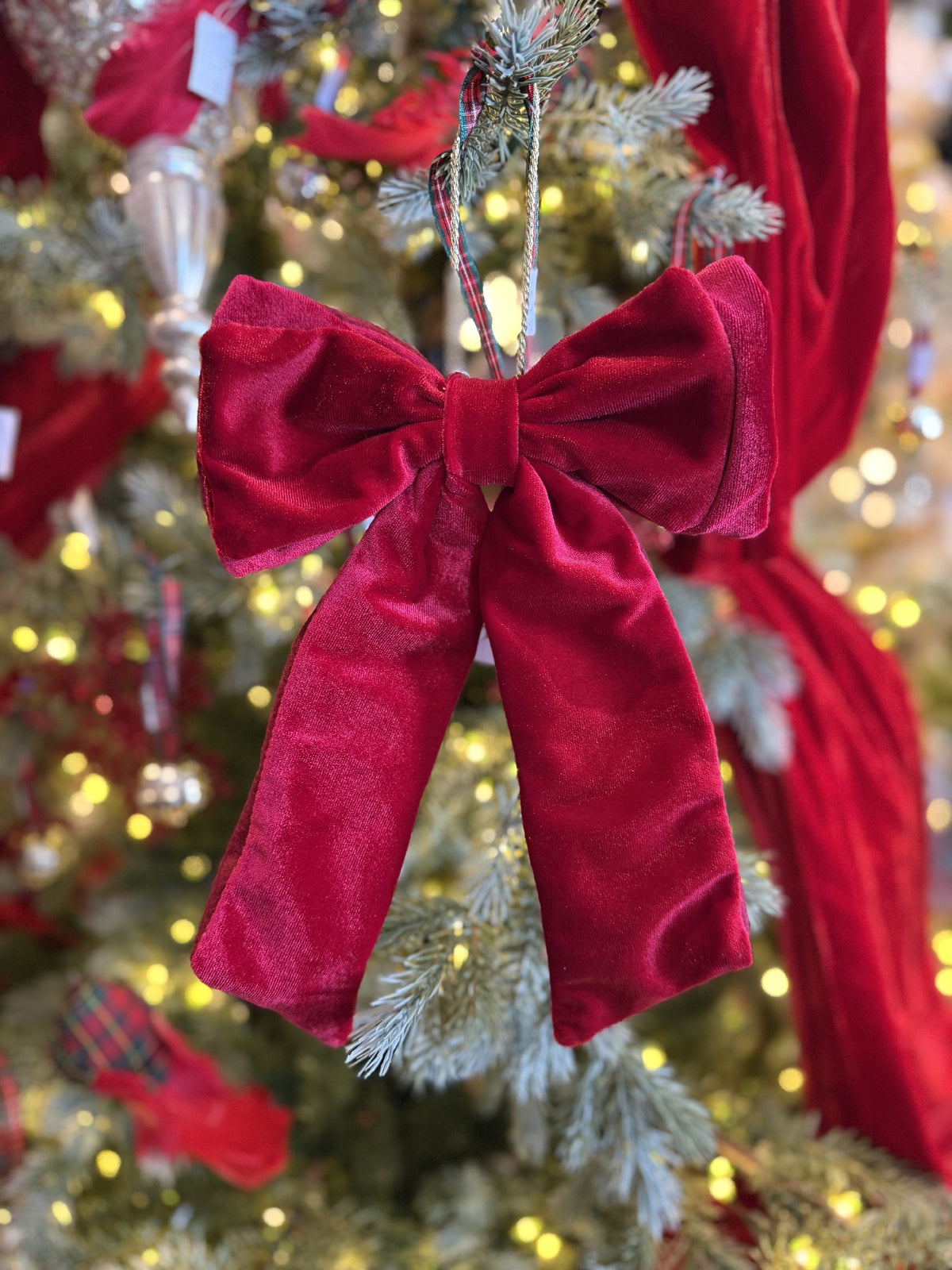 Hanging Bow Velvet 20x28cm Burgundy XM0639