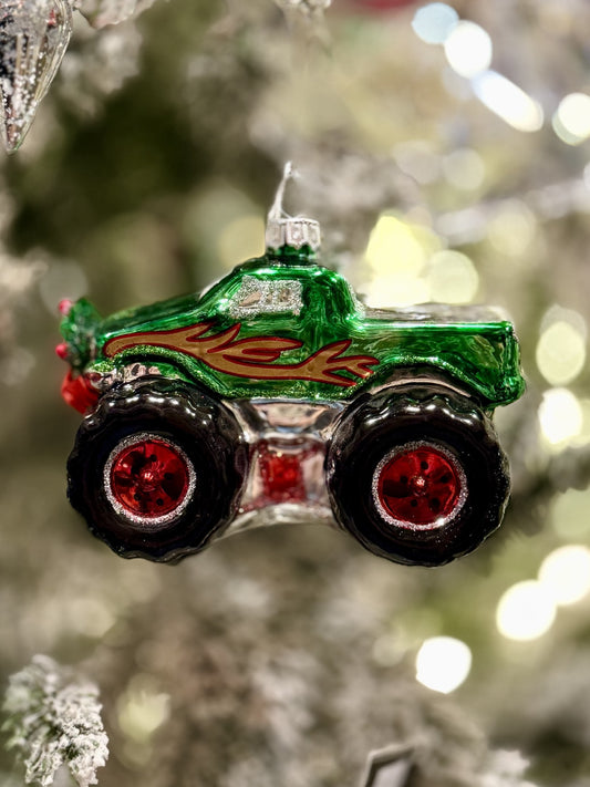 Green Monster Truck Ornament XM0493