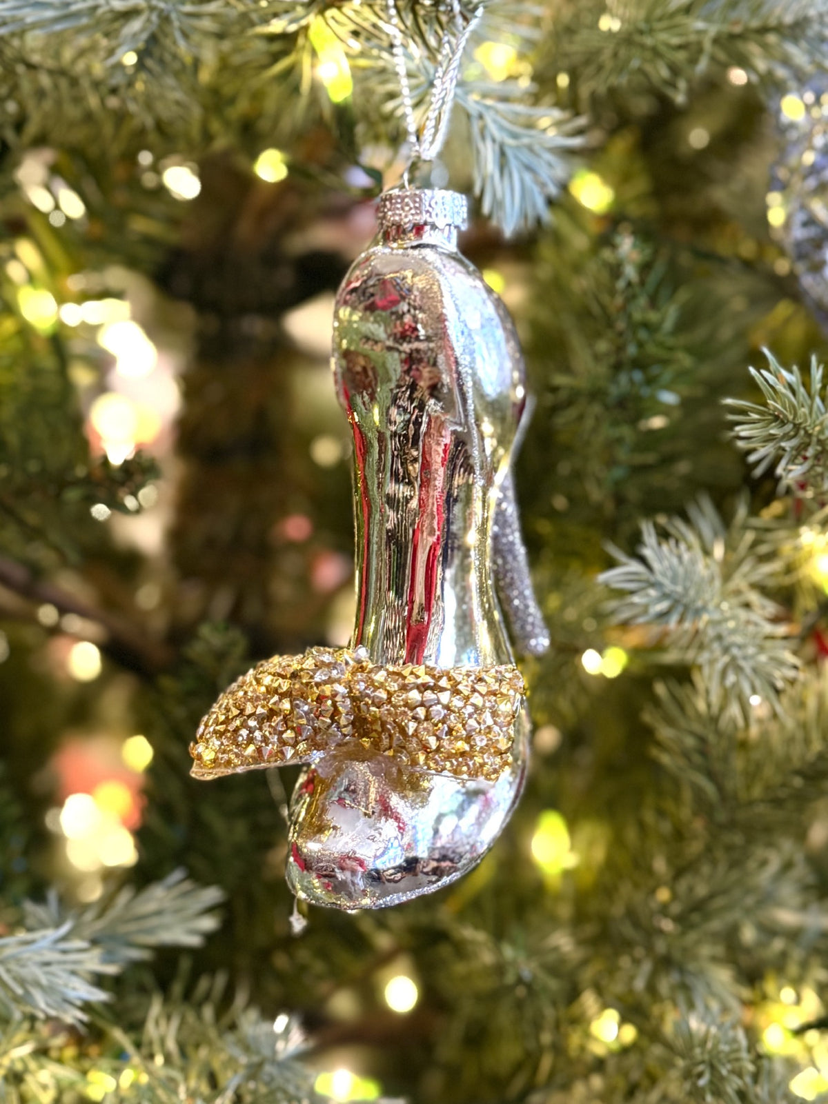 STILETTO WITH BOW GLASS ORNAMENT XM0509