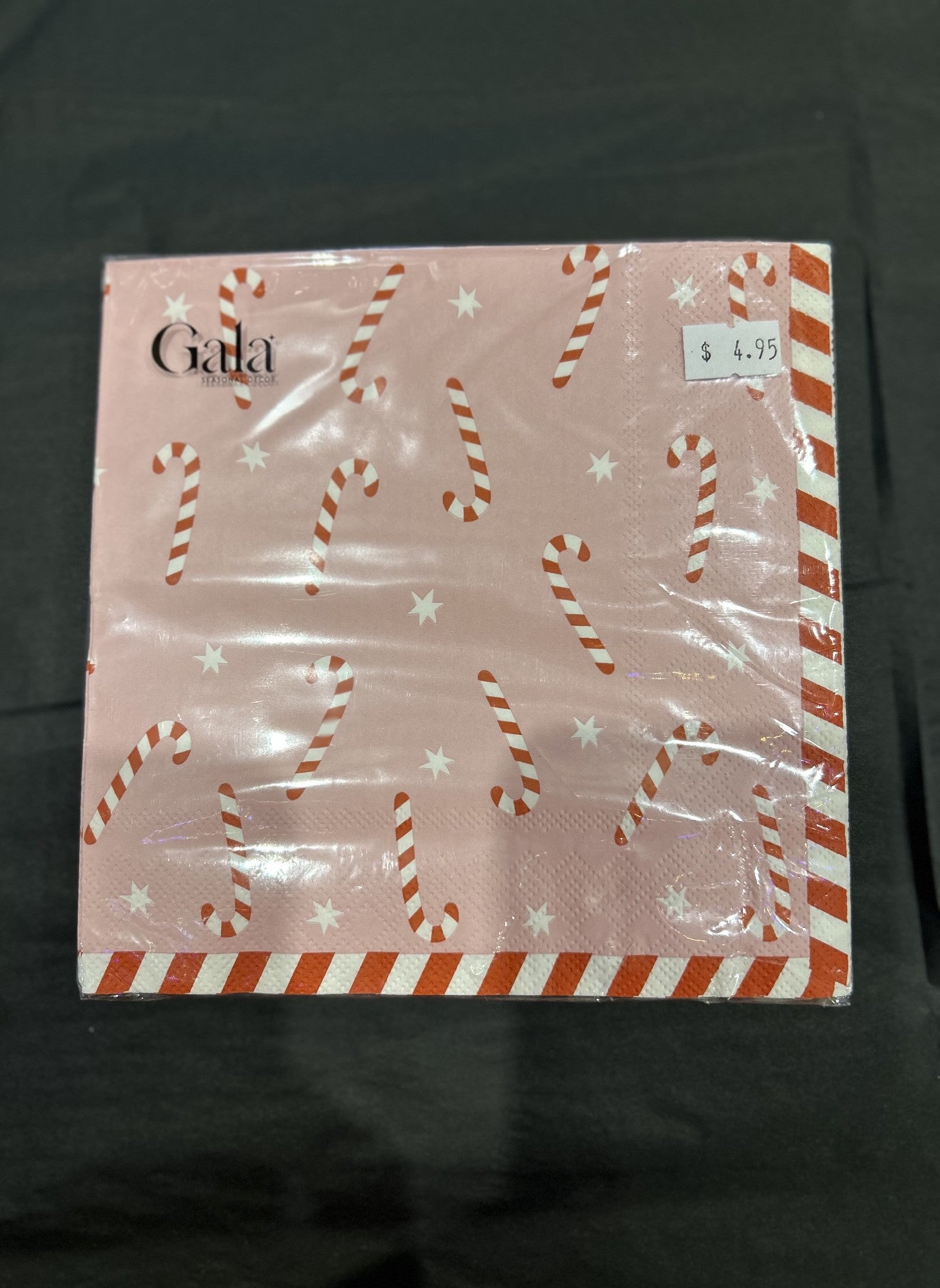 PINK CANDY CANE 20 PACK 3PLY NAPKINS XM0997