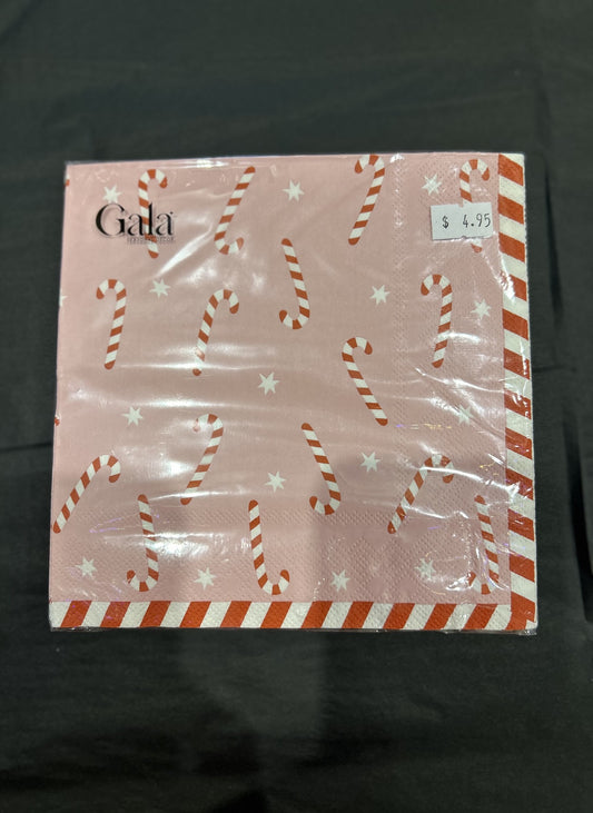 PINK CANDY CANE 20 PACK 3PLY NAPKINS XM0997