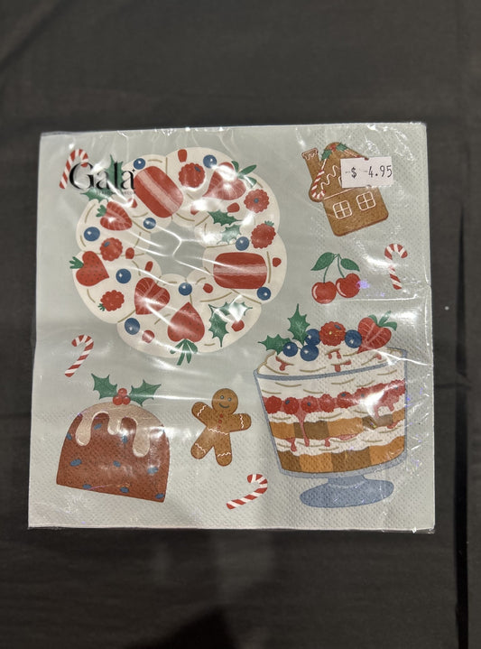 CHRISTMAS DESSERTS 20 PACK 3 PLY NAPKINS XM1000