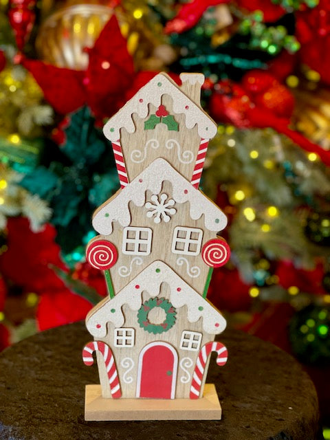 3 STOREY GINGERBREAD HOUSE 12x30x5cm XM0282
