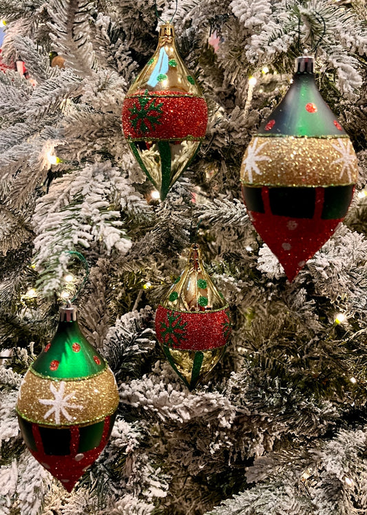 VINTAGE TEARDROP SHATTERPROOF ORNAMENT SET OF 4 XM0140