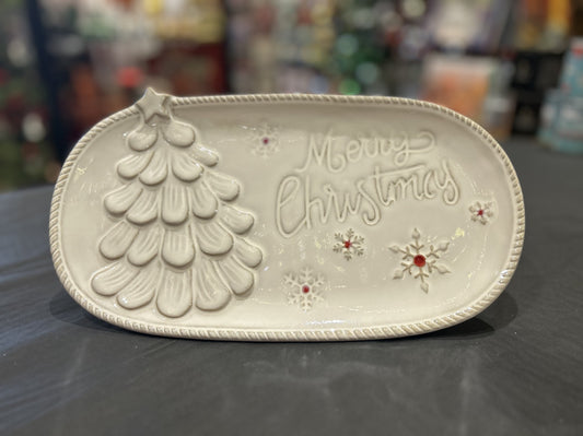 WHITE NORDIC MERRY CHRISTMAS PLATE XM0153