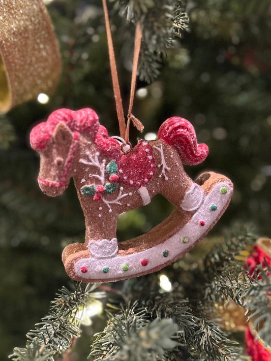 GINGERBREAD ROCKING HORSE HANGING ORNAMENT XM0053