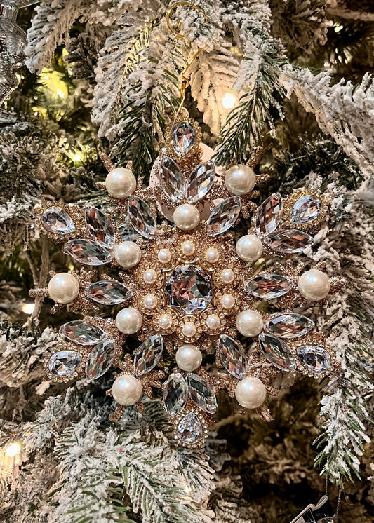 EMBELLISHED SNOWFLAKE SILVER/GOLD HANGING ORNAMENT XM0766