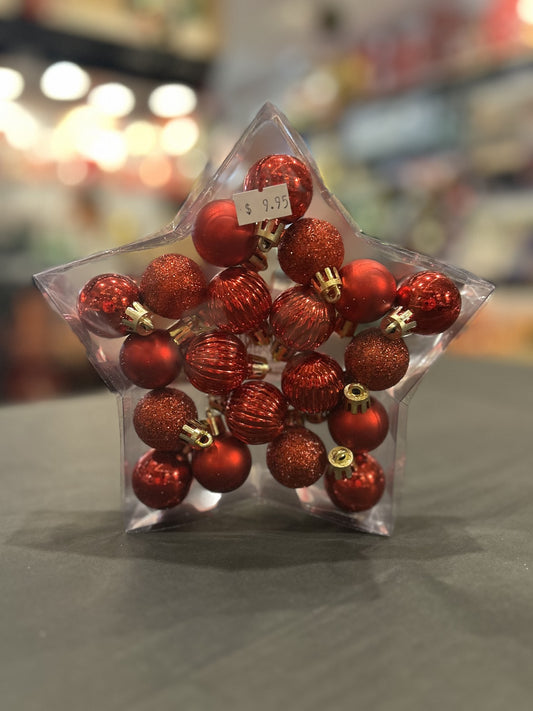 Star Box S/20 Baubles PS 3cm Red