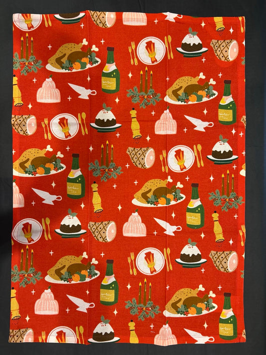 CHRISTMS LUNCH COTTON TEA TOWEL XM1143