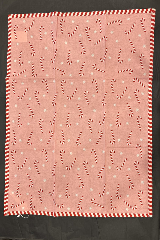 PINK CANDY CANE COTTON TEA TOWEL XM1144