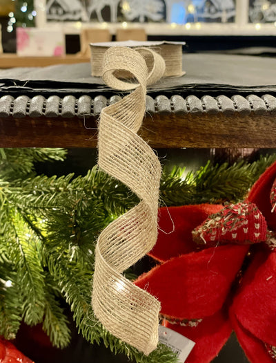NATURAL JUTE HESSIAN RIBBON 2.5CM X 10M 21009NA