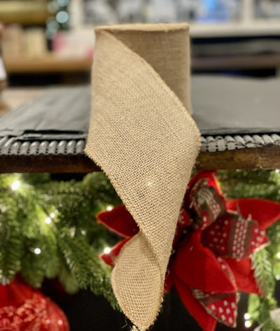 NATURAL JUTE HESSIAN RIBBON 10CM X 10M 21034NA