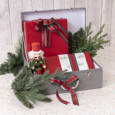 GREEN/RED STRIPE GROSGRAIN RIBBON 25MM X 20M ROLL