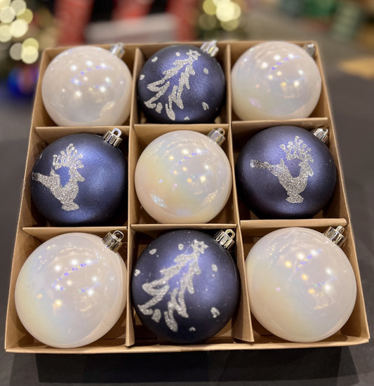 NAVY & WHITE 9 PACK ASSORTMENT IN BOX