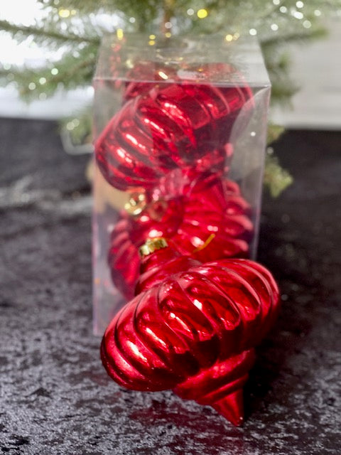PACK OF 2 RED SWIRL ONION SHATTERPROOF ORNAMENTS 33009892RE