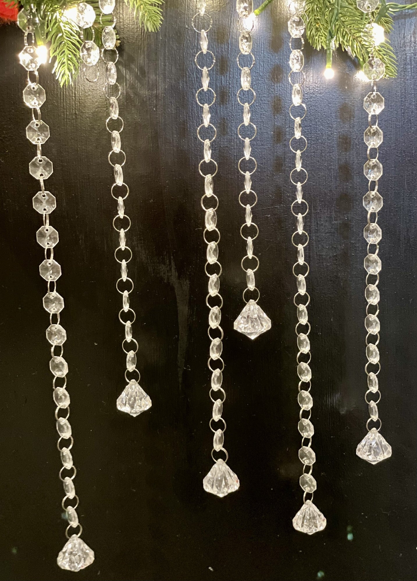 ACRYLIC CRYSTAL HANGING GARLAND ORNAMENTS 6 PACK 1100193CL