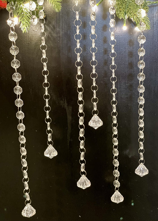ACRYLIC CRYSTAL HANGING GARLAND ORNAMENTS 6 PACK 1100193CL