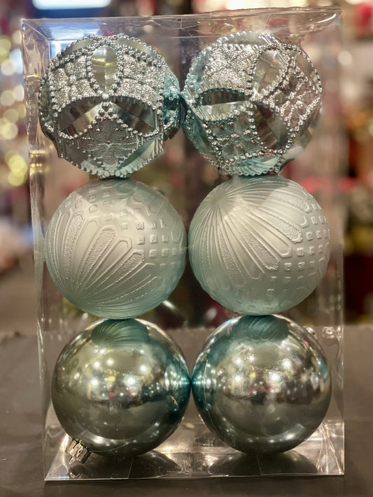 ICE BLUE PACK OF 6 SHATTERPROOF BAUBLES 33009889BL