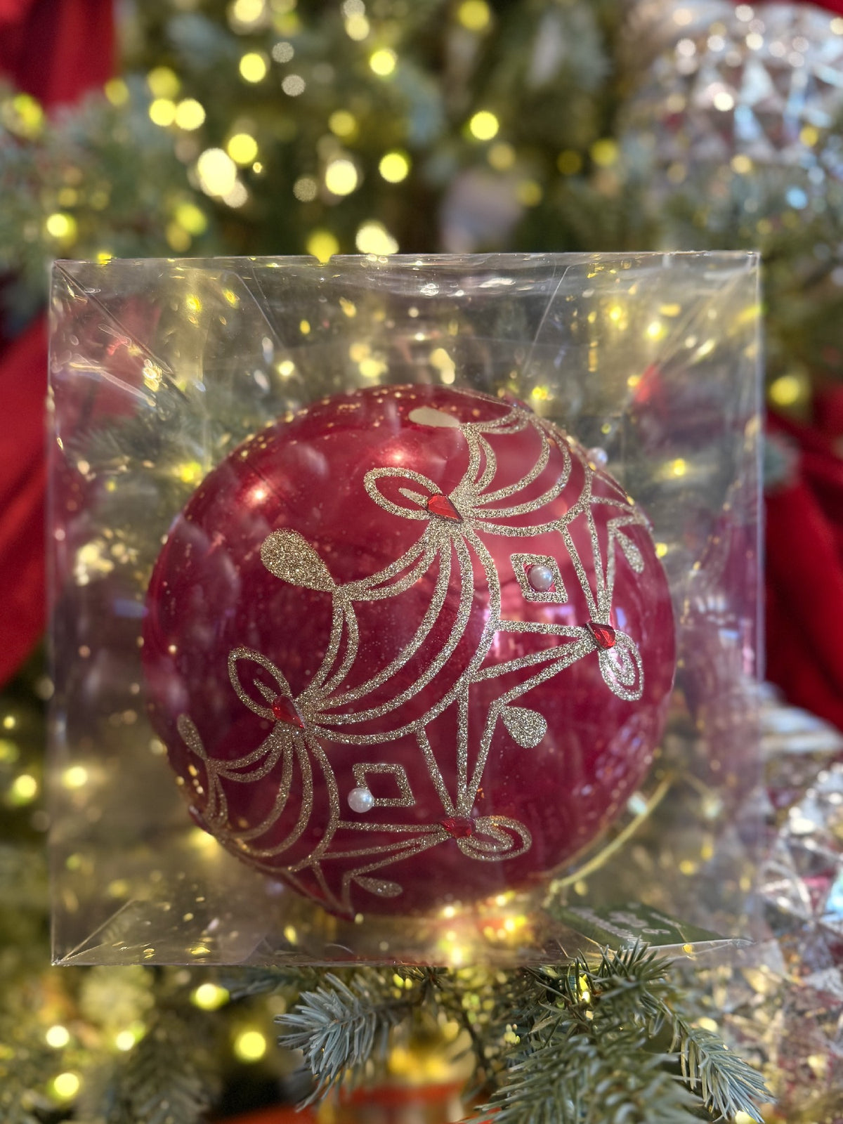 Decorative Hanging Bauble Pearl Red 33002546RE