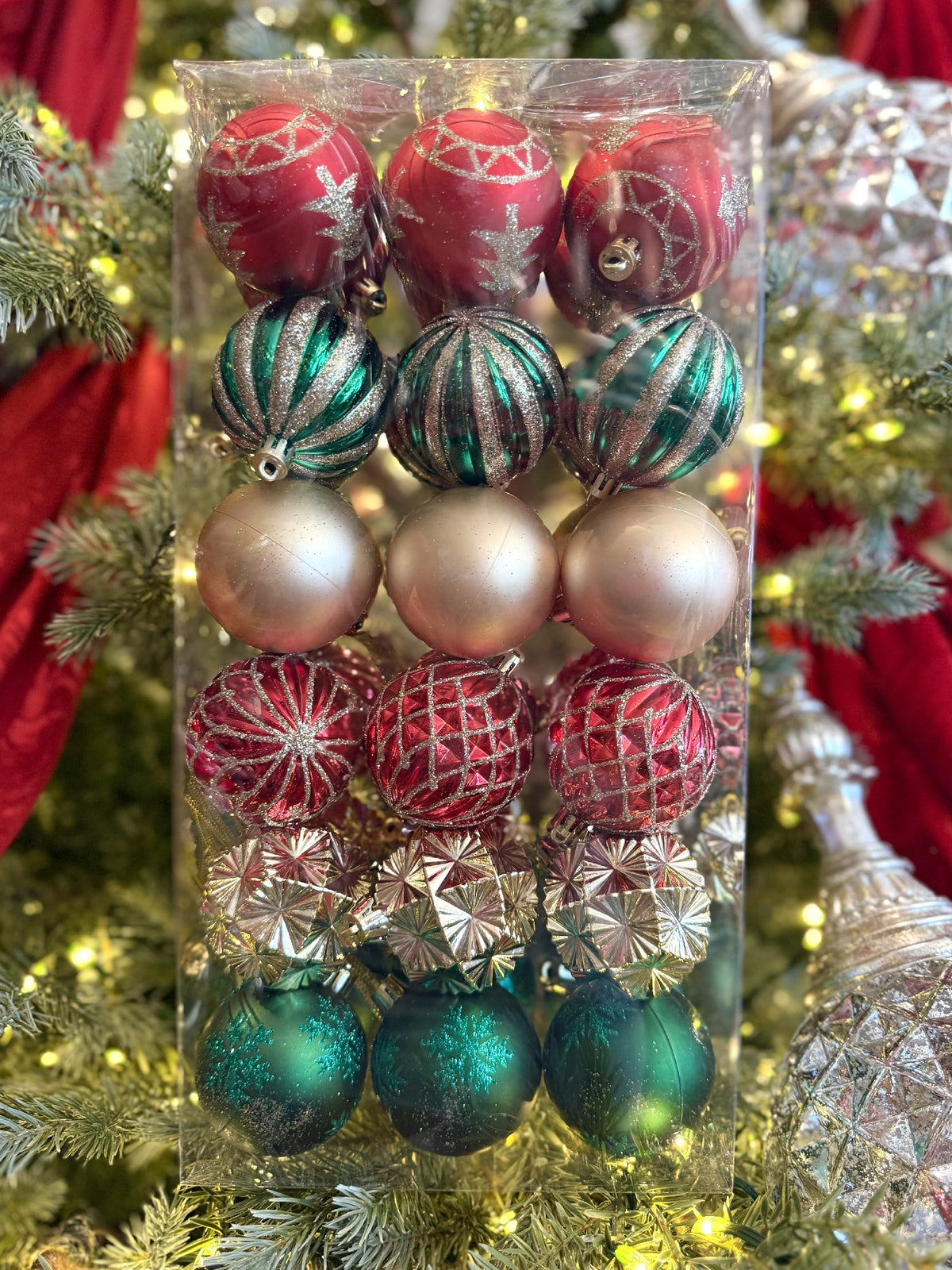 Assorted Decorative Baubles Set 36 Multicoloured 33002552ASS