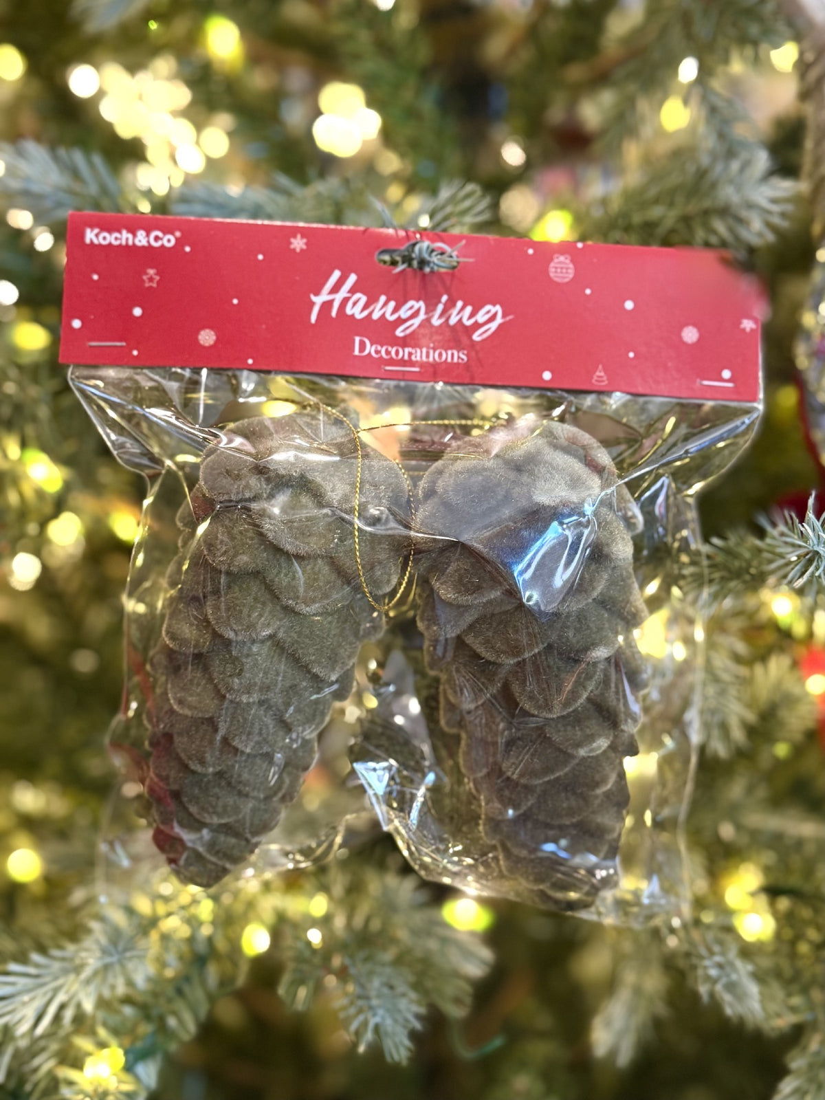 Hanging Flocked Pinecones Olive Green Pack 2 33009443GR