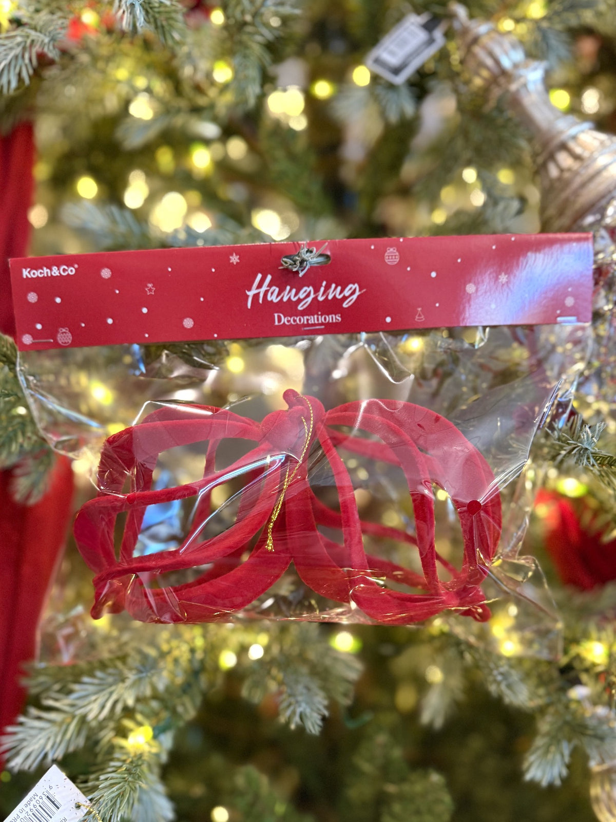 Hanging Flocked Swirl Bauble Pack 2 Dark Red 33009449DRE