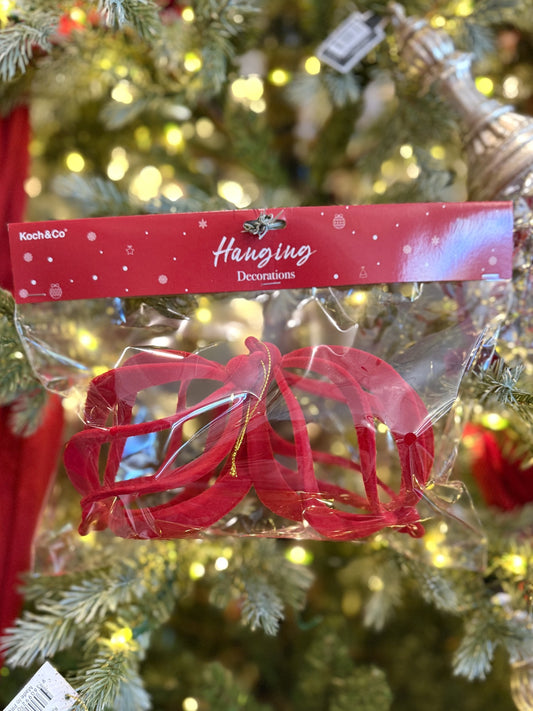 Hanging Flocked Swirl Bauble Pack 2 Dark Red 33009449DRE