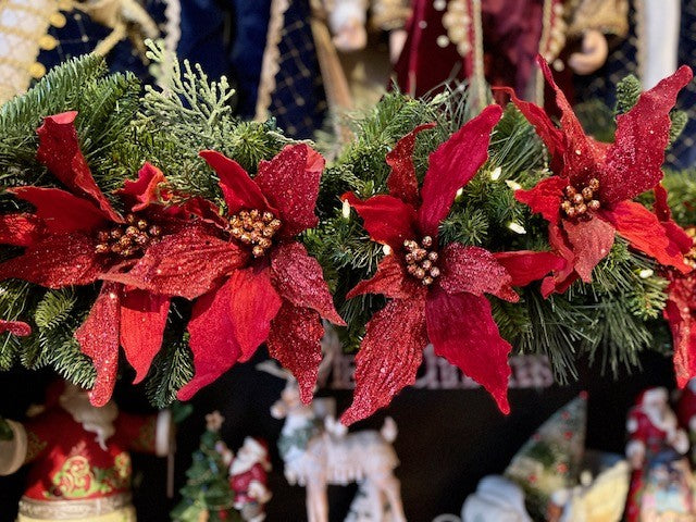 RED POINSETTIA PRE-LIT 6FT GARLAND NATRP104