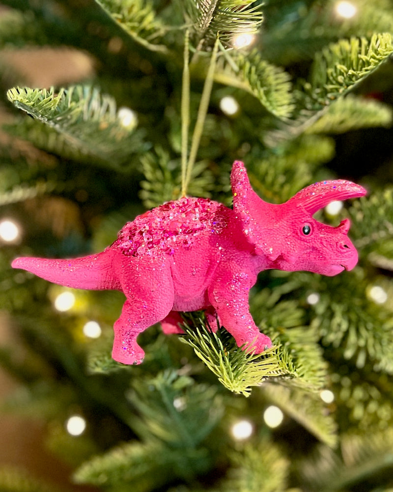 PINK TRICERATOPS DINOSAUR HANGING ORNAMENT SHD7009