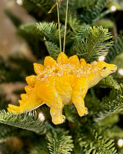 YELLOW STEGOSAURUS DINOSAUR HANGING ORNAMENT SHD7011