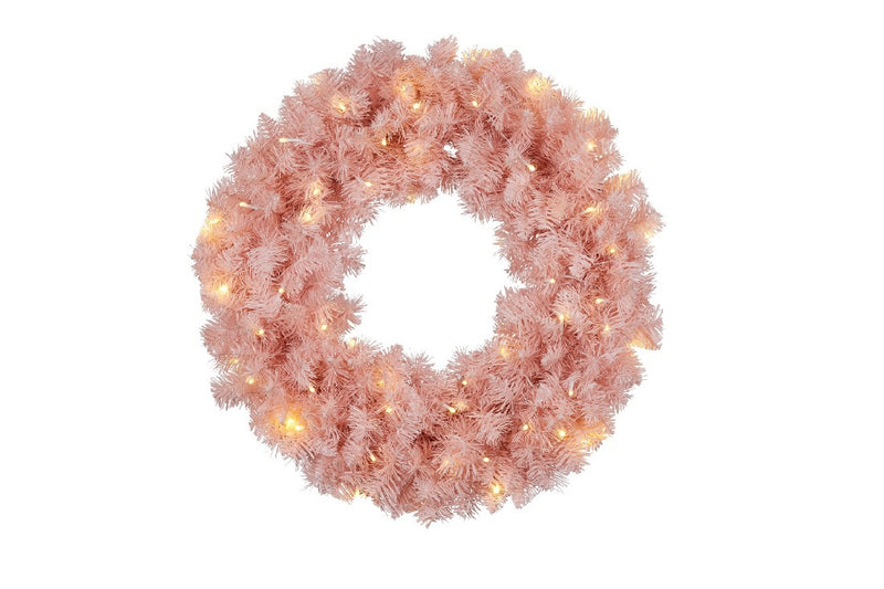 PRETTY IN PINK CHRISTMAS WREATH WITH MULTI FUNCTION LIGHTS OPP61