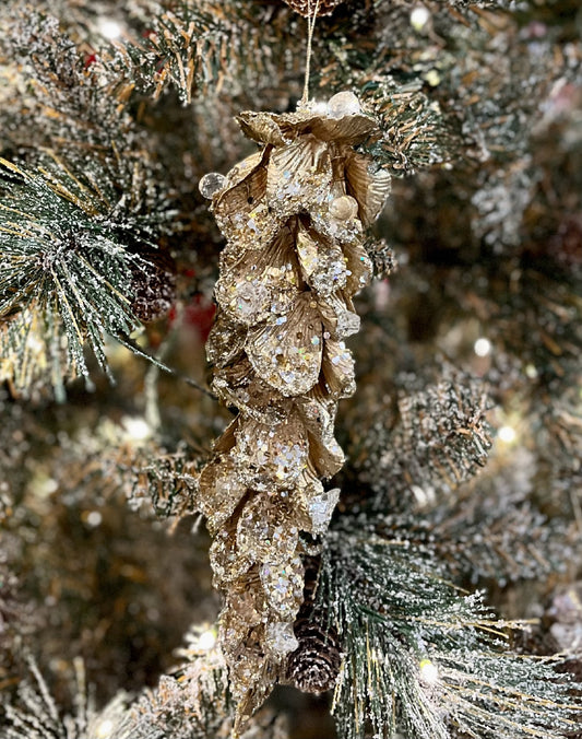 SOFT JEWELLED PINE CONE HANGING ORNAMENT FL83