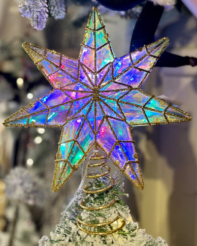 IRIDESCENT GOLD LED STAR TOPPER MHA518