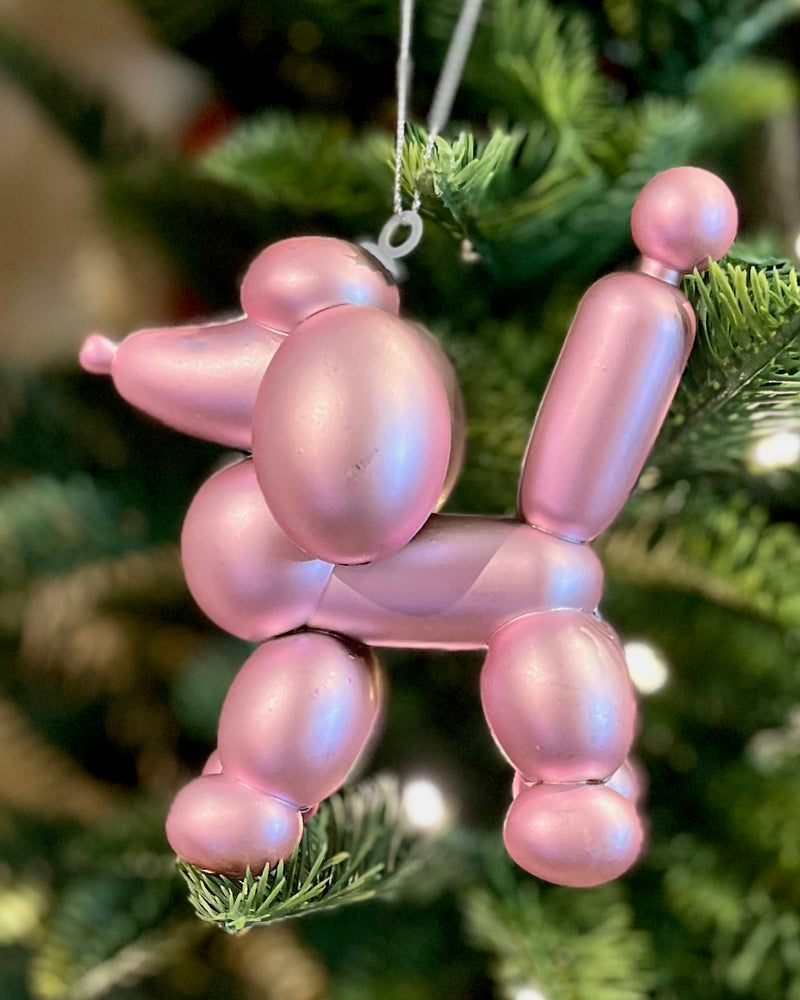 PINK BALLOON POODLE SHATTERPROOF ORNAMENT SHD9037