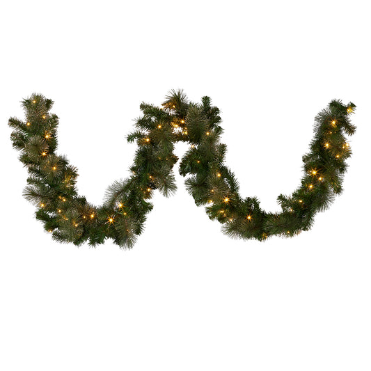 GLITTERY GOLD PINE LED DUAL COLOUR 9FT GARLAND SENGG274
