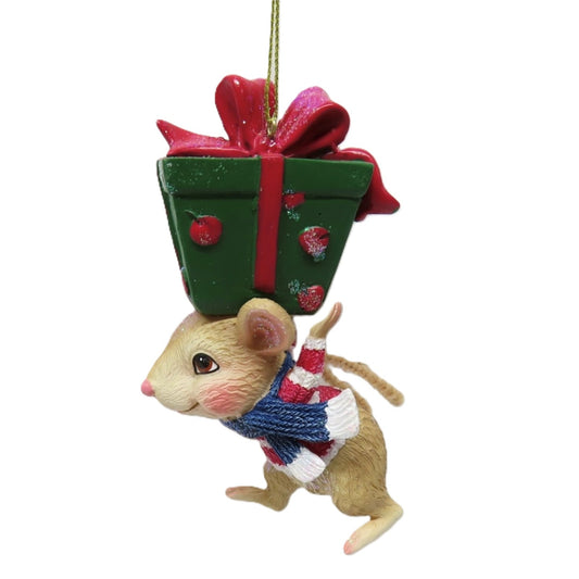 MR MOUSE CARRYING GIFT HANGING ORNAMENT SHD1006