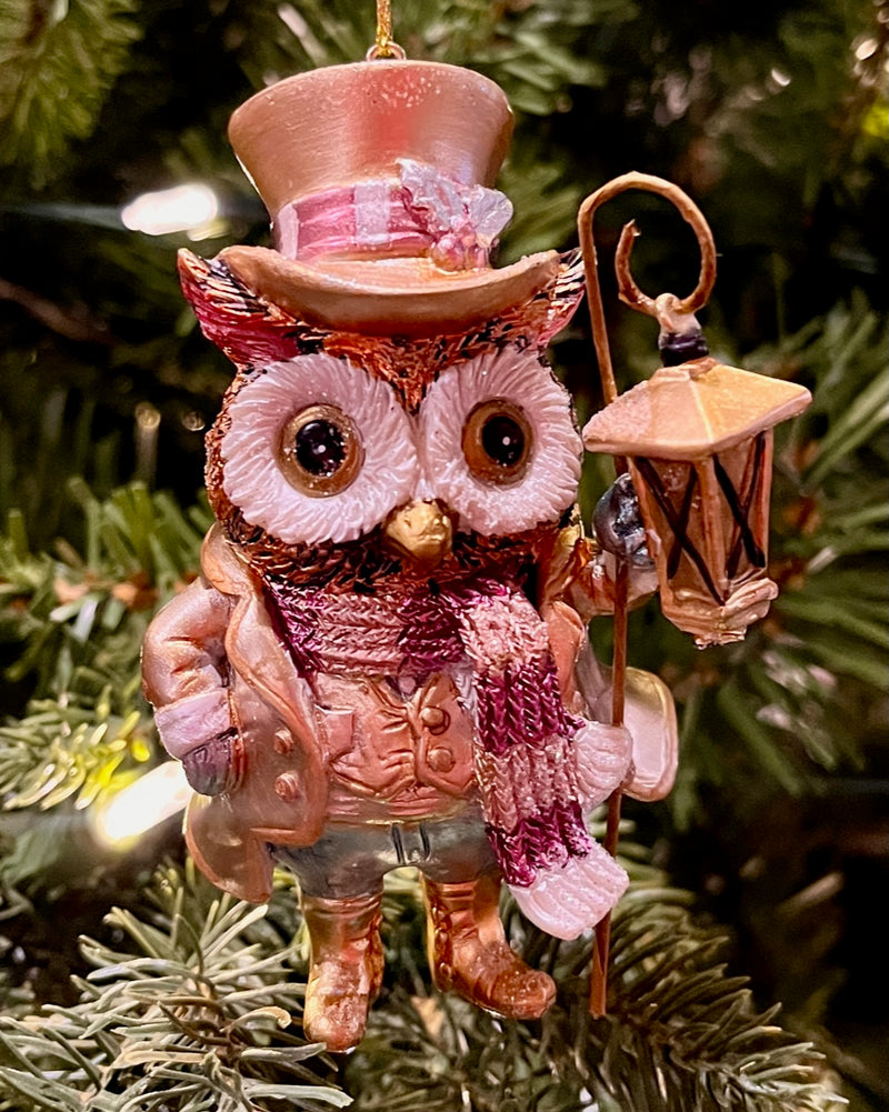 VICTORIAN WHIMSICAL OWL HANGING ORNAMENT SHD1011