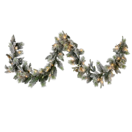 SNOWY STAMFORD SPRUCE 9FT LED DUAL COLOUR GARLAND NATSS274