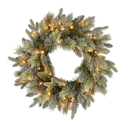 SNOWY STAMFORD SPRUCE 61CM WREATH NATSS61