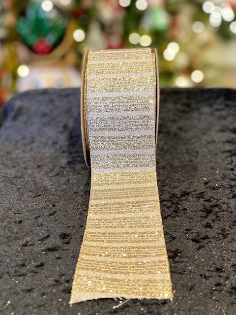 CHAMPAGNE ROSE GOLD WIRE EDGED RIBBON - 2.5 INCH X268278