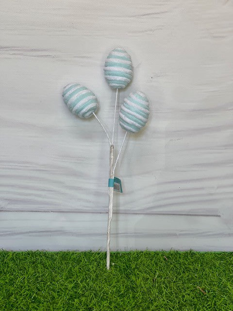 BLUE & WHITE STRIPPED PLUSH EGG EASTER PICK EA00497