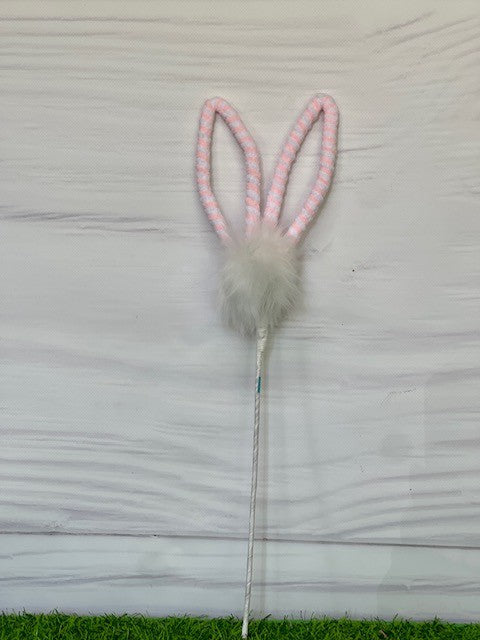 PINK & WHITE STRIPPED PLUSH BUNNY EARS & COTTON TAIL PICK EA00701