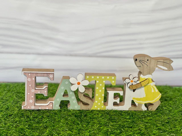 WOODEN EASTER WORD WITH MOTHER BUNNY EA04631