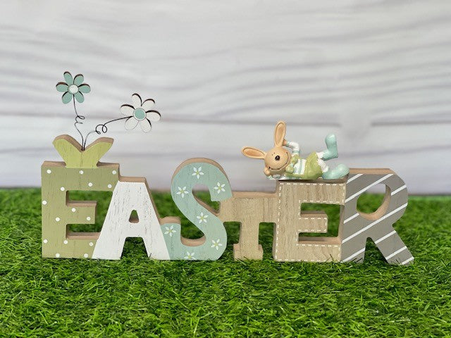 EASTER WORD WITH DAISIES AND BUNNY EA07168