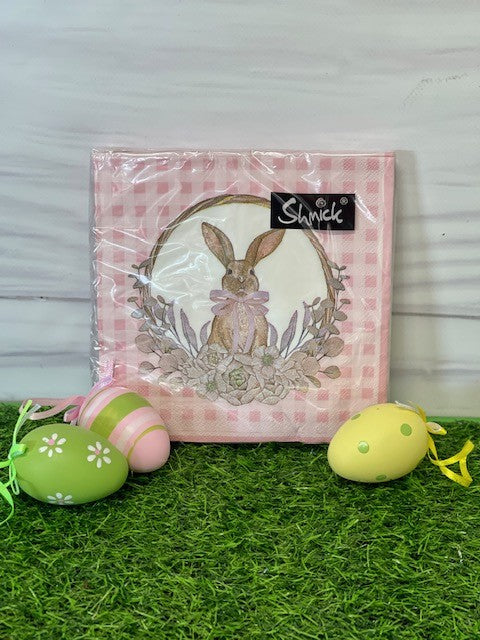 PINK GINGHAM BUNNY EASTER NAPKINS EA20921